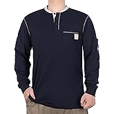 BOCOMAL FR Shirts for Men CAT2 5.5oz Long Sleeve Henley Workwear Flame Resistant Fire Retardant Shirt