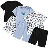 VARMILO 3-Pack Toddler Girls Summer Animal Print T Shirt Short Sleeve Top and Pattern Print Shorts Kids Sets Size 2-8 Years