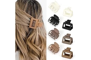 HFLYJPYW 8 Pack Small Claw Clips for Women Girls Double Row Teeth Medium Hair Clips Matte Claw Clips for Thin Hair No Slip Hair Clips for Short Hair Accessories (Dark Series)