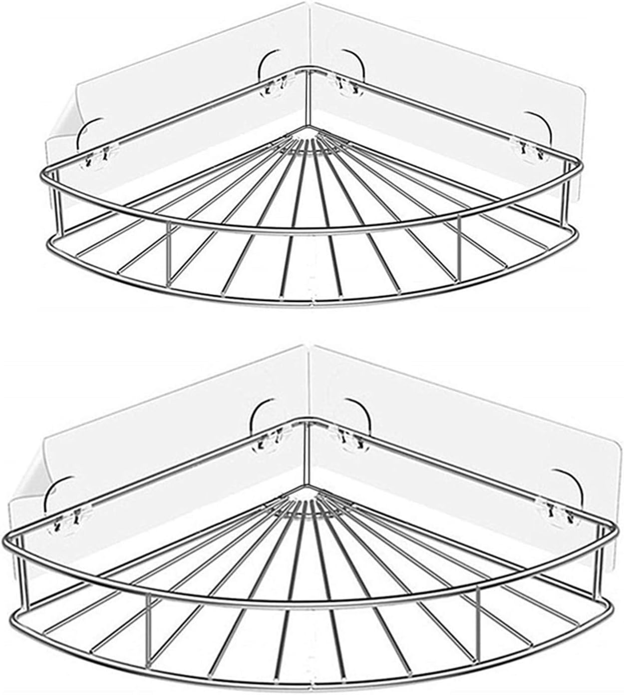 Mengzili 2 Pack Corner Shower Caddy,Adhesive Wall Mounted Bathroom Corner Shower Shelf Organizer, Kitchen Toilet Corner Storage Basket,Rustproof Waterproof,304 SUS Stainless Steel