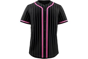 KXK Pinstripe Baseball Jersey for Men Women,Blank Button Down Baseball Shirt Team Sports Uniform