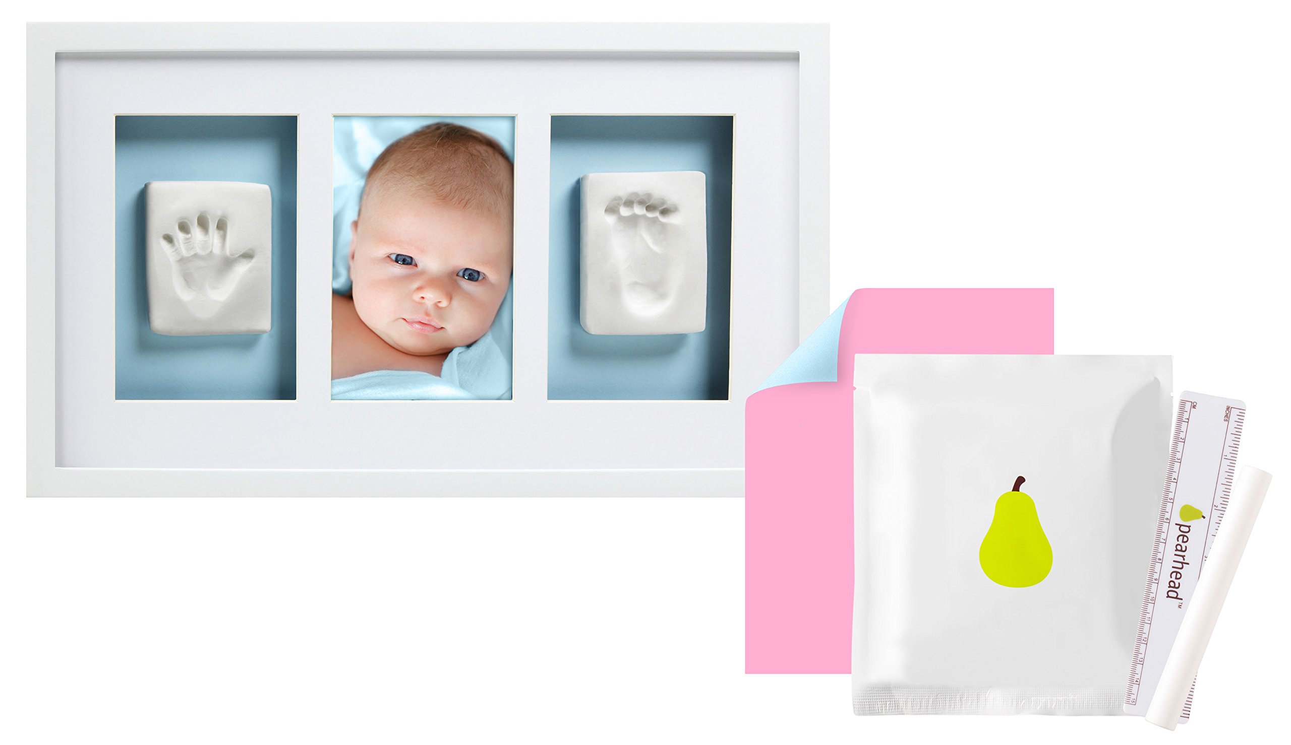 Pearhead Babyprints Newborn Baby Handprint and Footprint Deluxe Wall Keepsake Frame, New Mum Gift for Mothering Sunday, Mothers Day, P63000-N