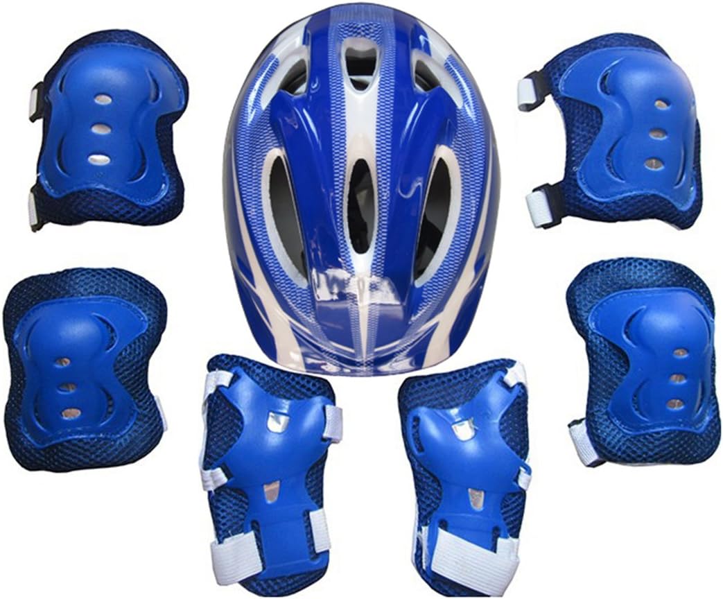 TENGER 7Pcs Toddlers Children's Roller Skating Safeguard Sports Support Pads - Knee Pads Elbow Pads Wrister Bracers Safety Helmet Durable Protection Gear for Ice Skate Skateboard Bicycle