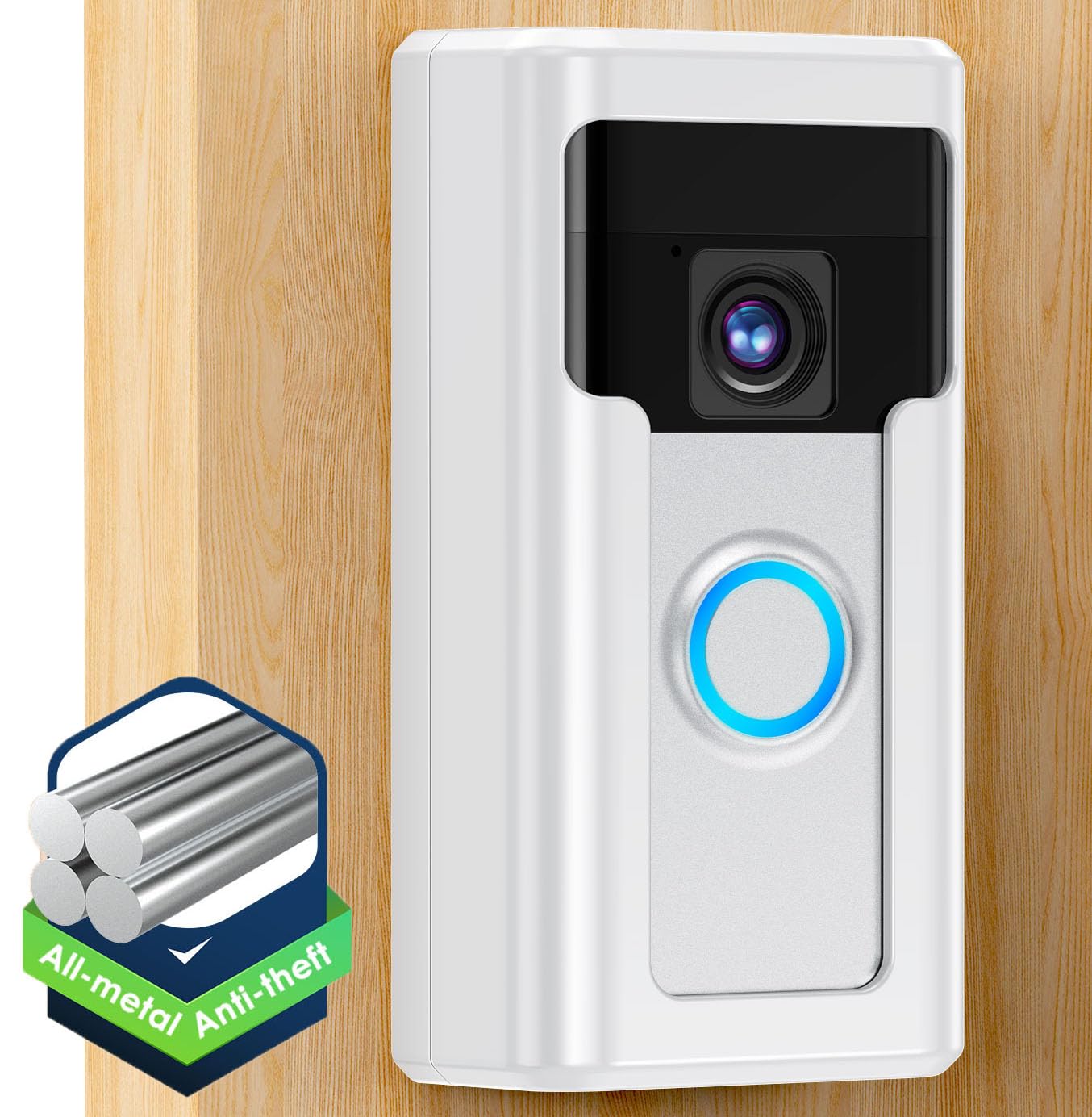 Photo 1 of Liwin All-Metal Adhesive Video Doorbell Mount Compatible with Ring/Blink Wireless Video Doorbell, No-Drill Mounting Bracket Wedge Adapter Holder Accessories for Home Rentals, White
