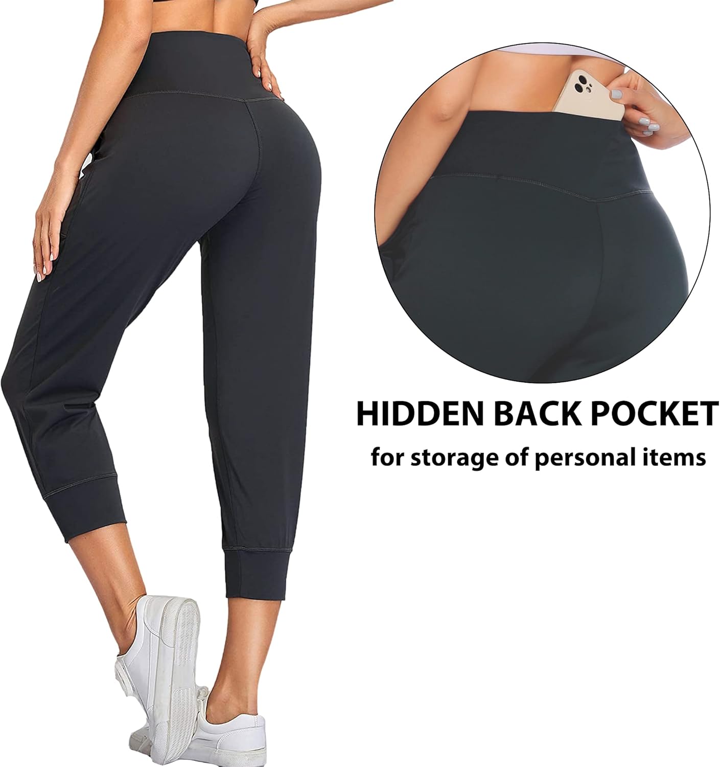 COOrun Women Joggers High Waist Sweatpants Yoga Pants with Pockets Lounge Workout Capri: Clothing