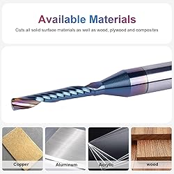 SpeTool 5PCS Carbide O Flute Spiral Router Bit 1/8