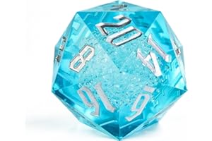 Poludie 55mm 20 Sided DND Dice, Giant D20 D&D Polyhedral Dice Large D20 with Die Gift Box for Dungeons and Dragons, RPG Table Games (Transparent Blue Bubbles)