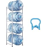 VEVOR 4 Tiers Water Jug Holder, 5 Gallon Water Bottle Holder, Single Row Water Bottle Rack for 4 Bottles, Heavy Duty Water Jug Rack for Kitchen, Office, Living Room, Silver