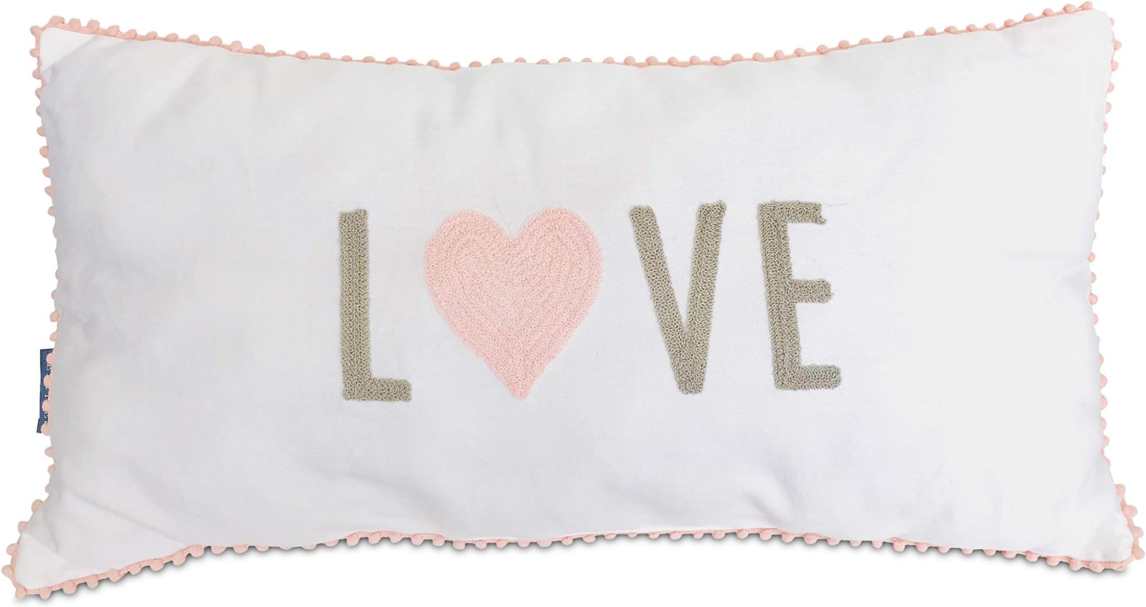 Living Textiles Decorative Cushion (Pink Love). Baby or Nursery Chair Cushion with Textured Embroidery Design.