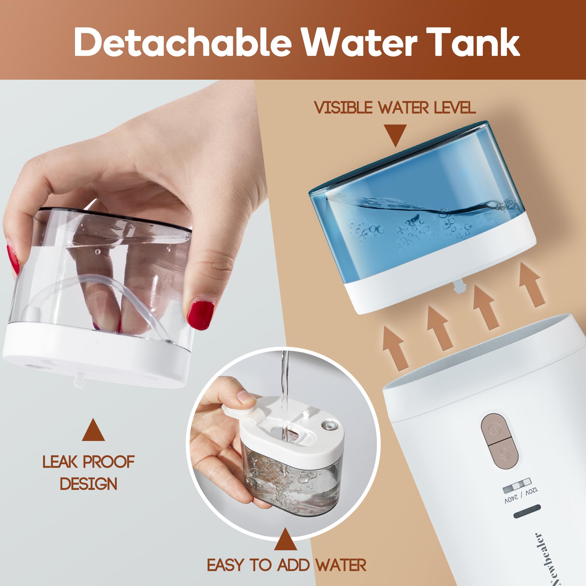 Newbealer Dual Voltage Garment Steamer - 120V/220V, 1200W Powerful Steamer for Clothes, Home & Travel Use, Horizontal & Vertical Steaming, 20s Heat-up, Foldable, 1.72lbs, 180ml (Gold)