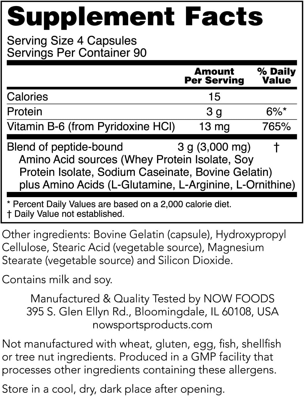 NOW Sports Nutrition, Amino Complete, Protein Blend With 21 Aminos and B-6, 360-Capsules: Health & Personal Care