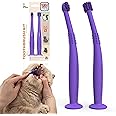 PAWINTOWN Soft Cat Toothbrush Set – Suitable for Dogs – Food Grade Silicone – Dental Care, Teeth Cleaning, Tooth Brushing Kit (Amethyst Aura)