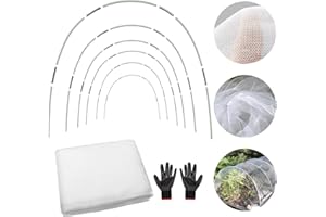 FUUNER Garden Greenhouse Hoops, 30PCS 7FT Rust Free Fiberglass Rods Plant Support Stakes with 10 FT×16.5 FT Netting and Gloves, DIY Row Cover Frame for Plants Grow Tunnel Garden Netting Durable