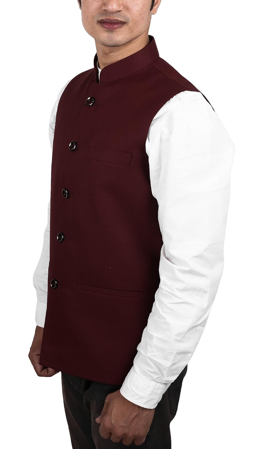 la rainbow mens cotton bandhgala modi jacket/waistcoat-maroon