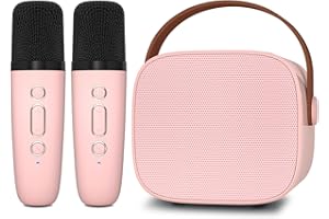 IROO Mini Karaoke Machine for Kids,Portable Bluetooth Speaker with 2 Wireless Microphones for Kids and Adults,Gifts for Girls and Boys age 4-12 Year Old Birthday Party Home (Pinkcolor)