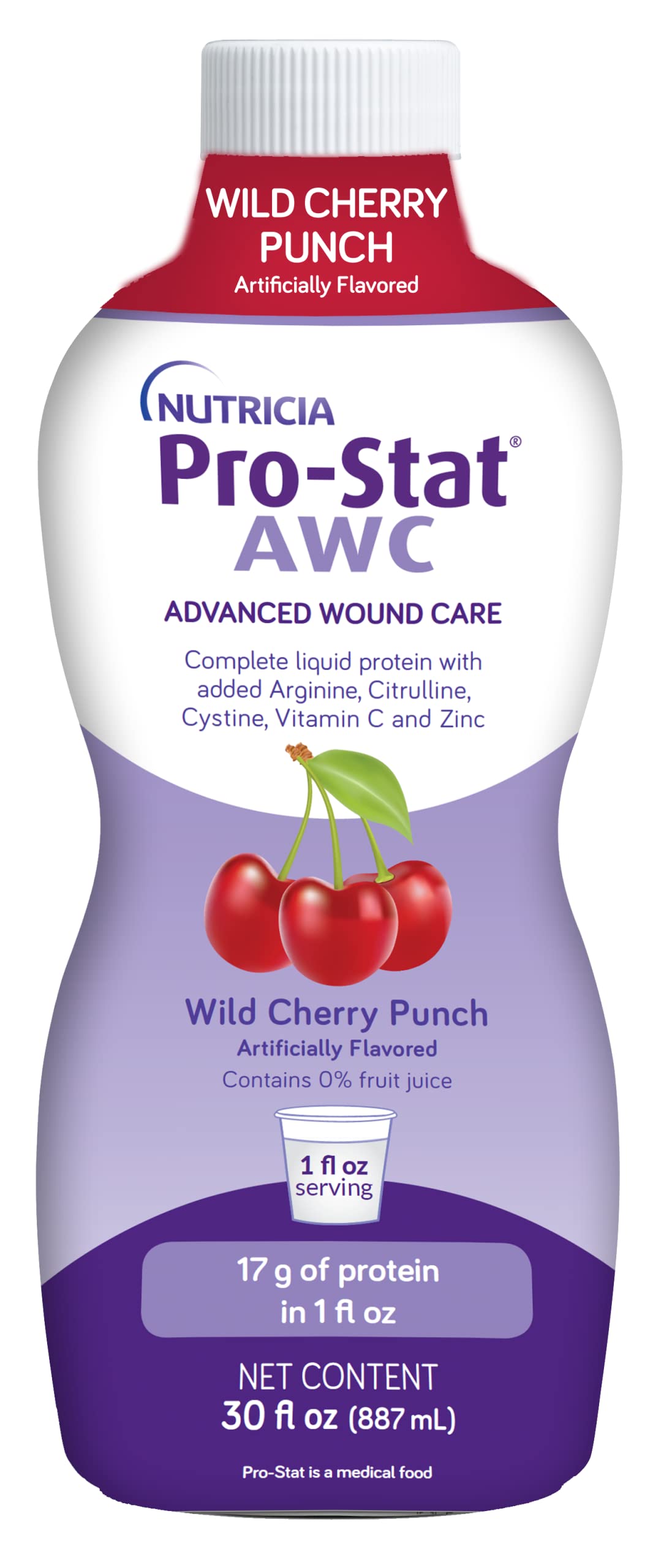 Pro-Stat Advanced Wound Care (AWC), Concentrated Liquid Protein Medical Food - Wild Cherry Punch Flavor, 30 Fl Oz bottle (Case of 4)