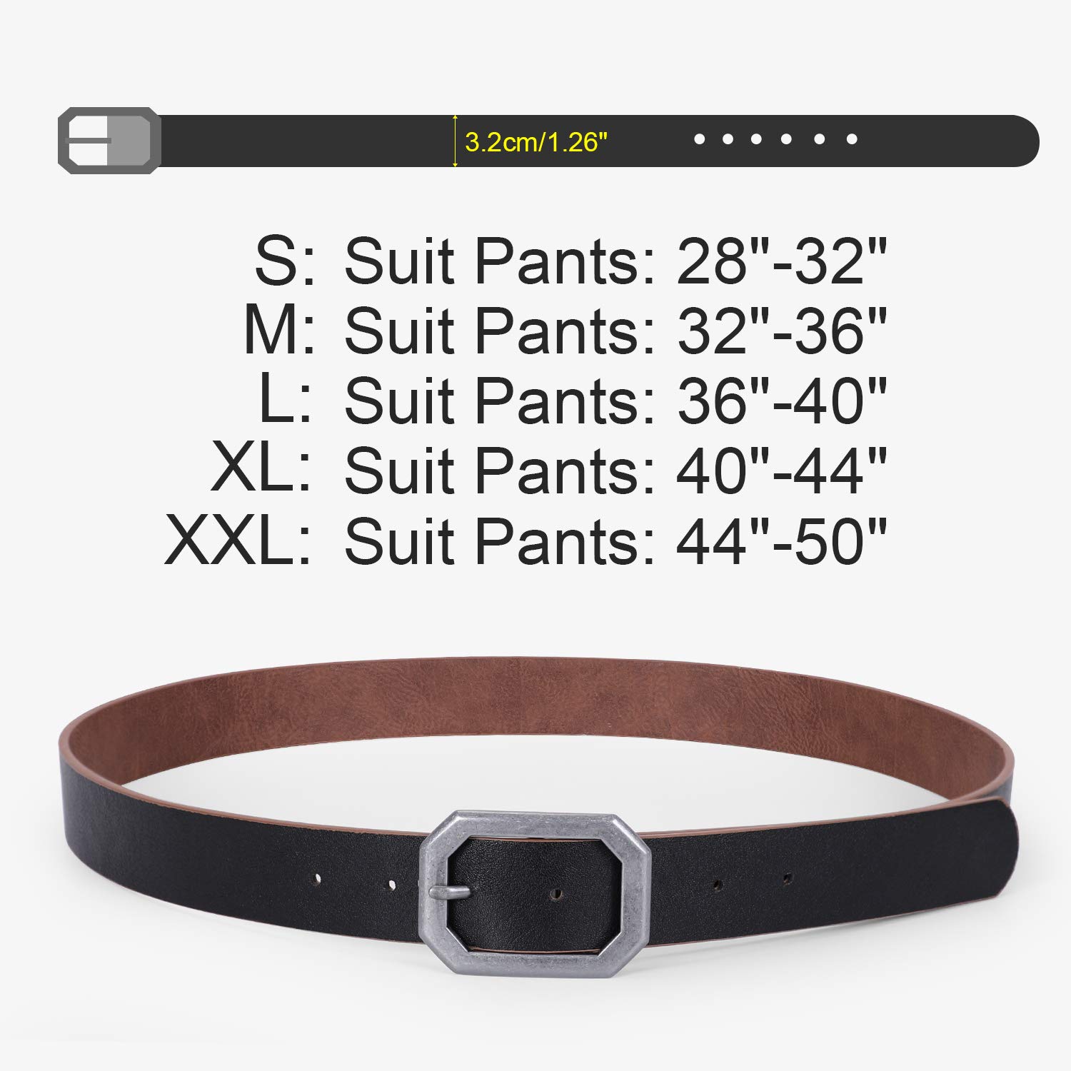 WHIPPY Reversible Women/Men Belt Leather Dress Belts for Jeans Pants Rotating Buckle for 2 Colors,Black+Brown,Suit Pants 36-40 Inches