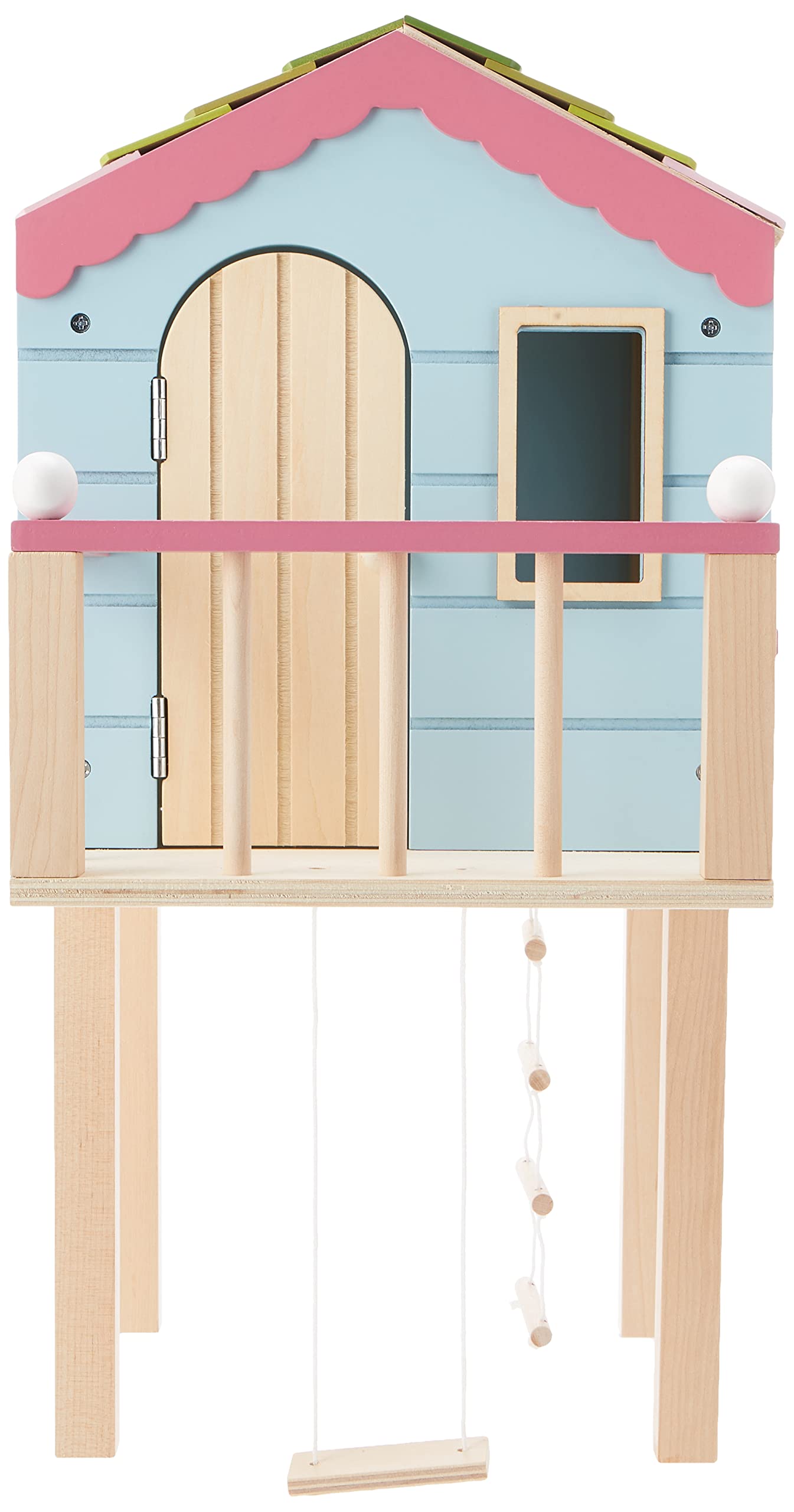 Lottie Wooden Tree House Playset with Ladder Slide and Swing for 7-Inch Dolls