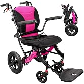 Wheelchairs for Adults Ergonomic Transport Chair Lightweight Foldable with 12-inch Big Wheels for All Terrains Travel Wheelchair with Removable Cushion