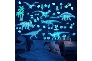 HSDSH Glow in The Dark Dinosaur Wall Decals, Glowing self-Adhesive Stickers for Ceiling, Children's Room Removable Fluorescent Wall Stickers Children's Room Stickers Boys and Girls Room Decoration Gift