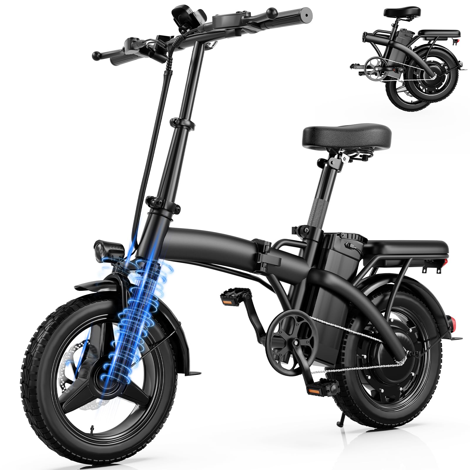 Folding Electric Bike for Adults, 14" Ebike 500W