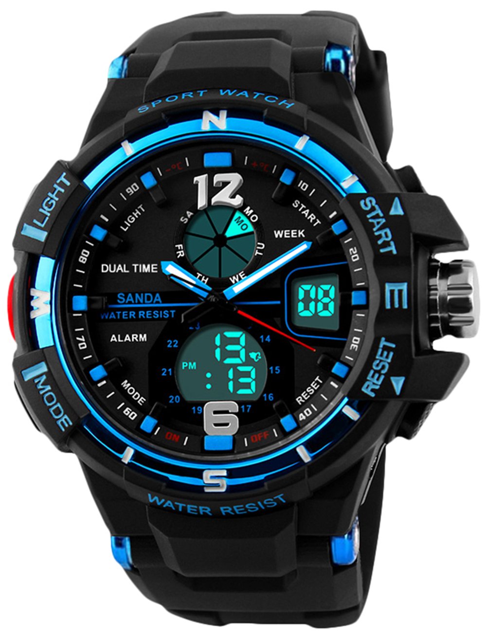 Kids Digital Sport Watch for Boys, Childrens Outdoor Sports Waterproof Military Analog Watches with Alarm