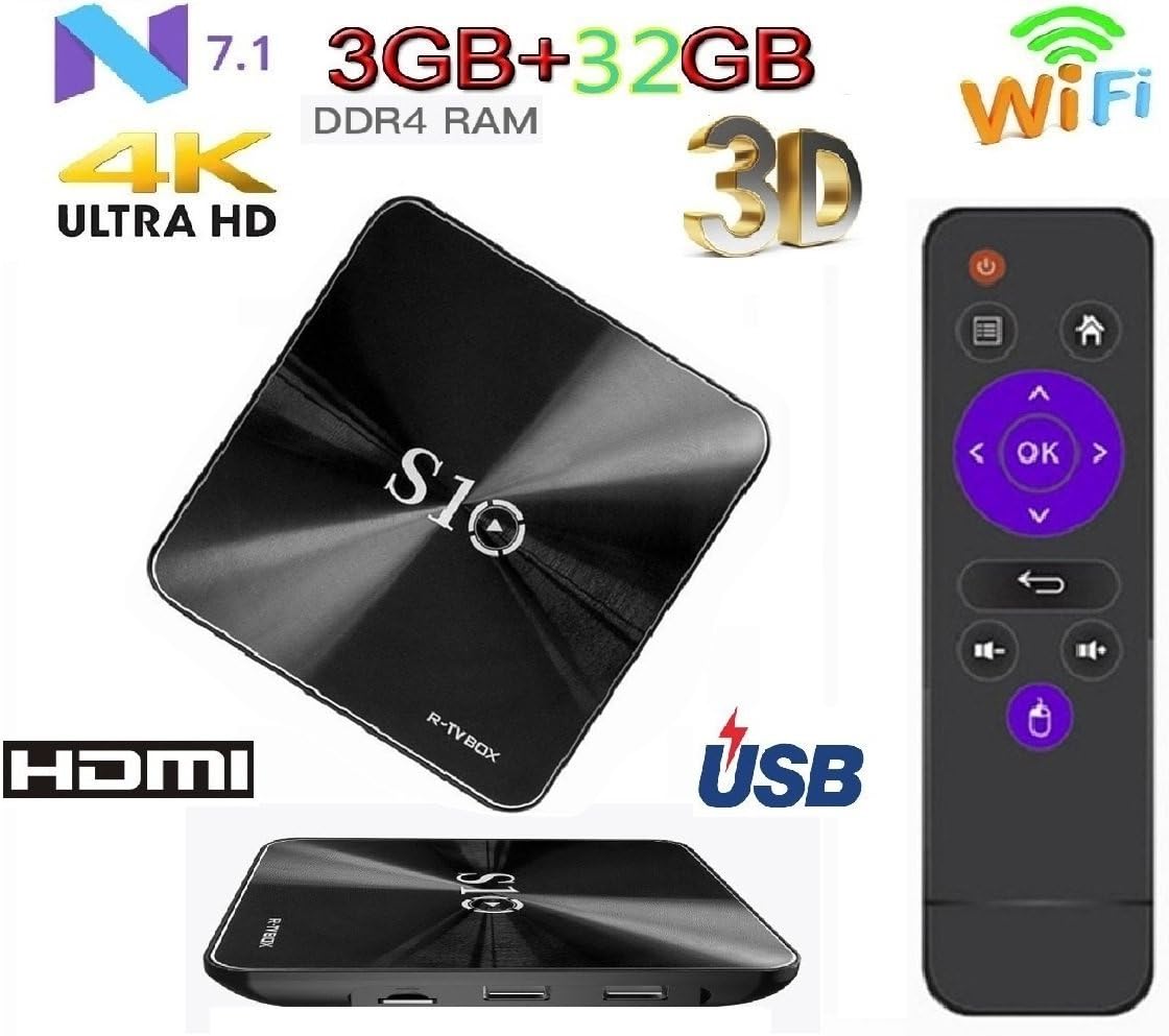 【3GB 32GB DDR4】S10 3GB DDR4 RAM +32GB ROM Amlogic 912 Octa core HD TV Bluetooth 4.1 Android 7.1 WIFI TV BOX for 4K (3G32G)