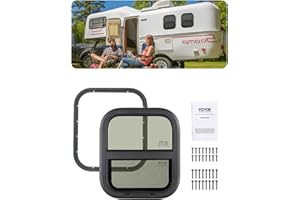 VEVOR Vertical RV Window, 14" W x 16" H Tinted Sliding with Net Screen & Trim Ring, Fit 15/16" - 1 3/4" Thickness Wall, RV Wi