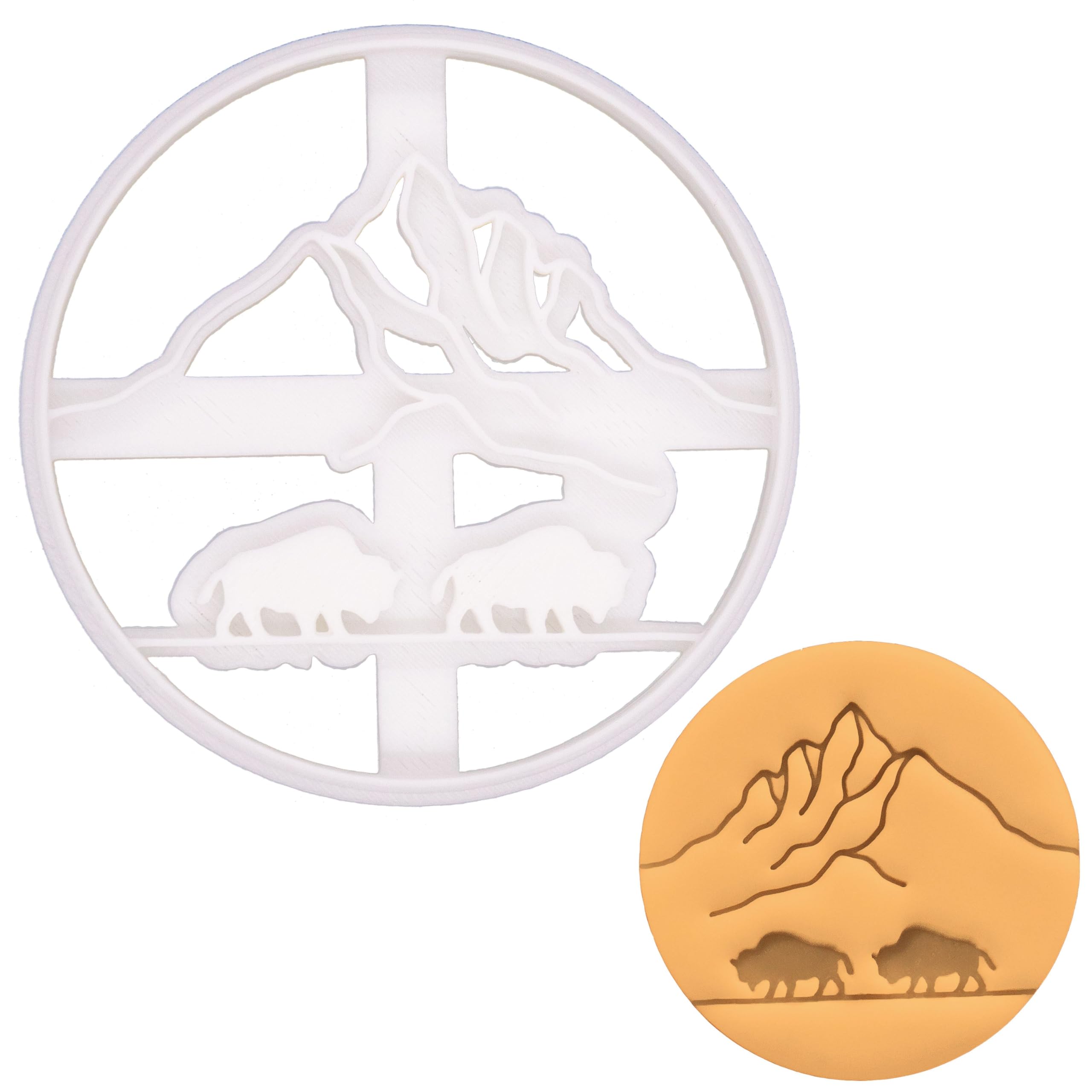 BAKERLOGY Bisons in Great Plains Cookie Cutter - Detailed Biscuit Cutter Design for Baking and Crafts, Ideal on Fondant, Dough, Clay