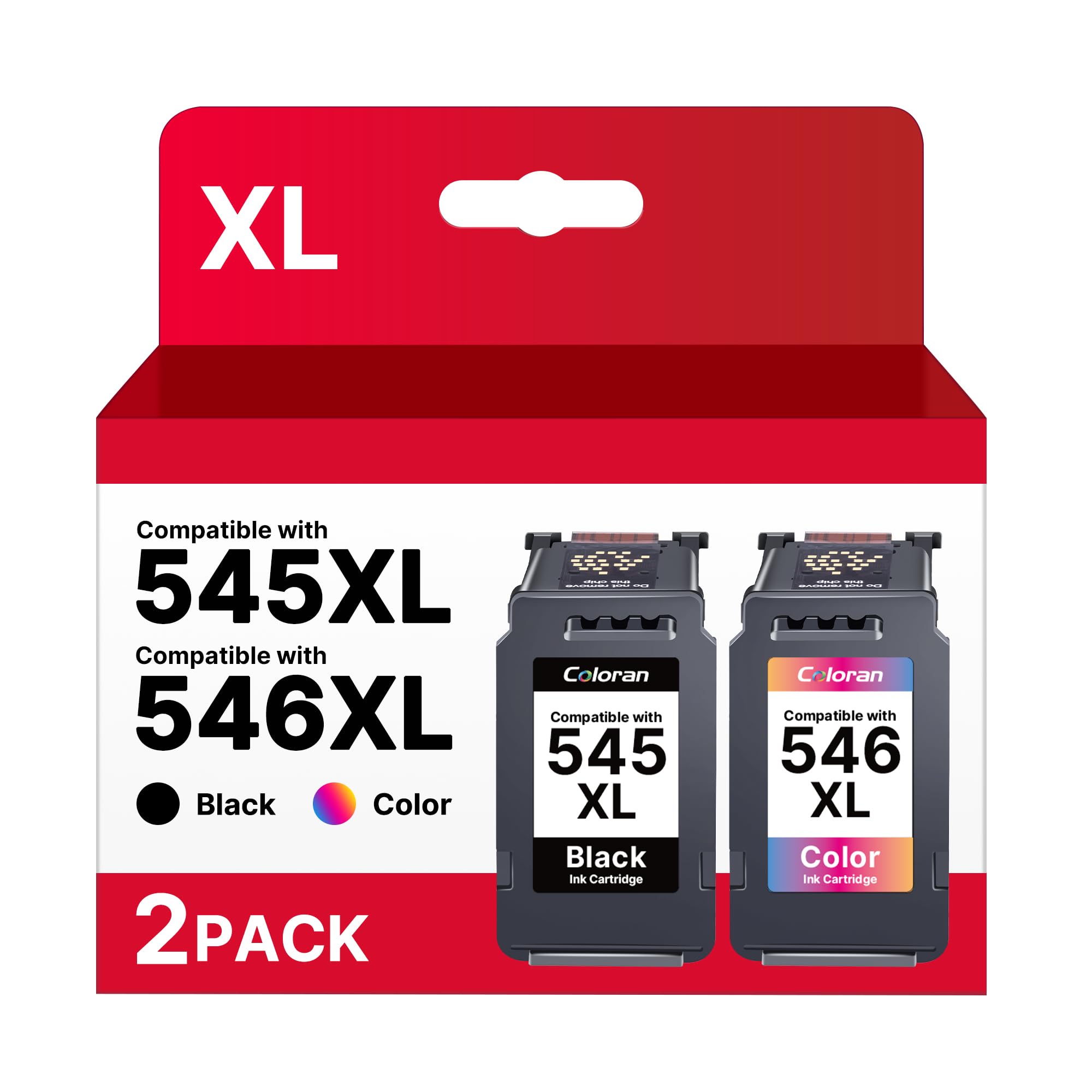 Coloran PG-545XL CL-546XL Ink Cartridges Replacement for Canon 545XL 546XL for PixmaTS3350 TS3355 TS3150 TS3450 TS3451 TR4650 MG3050 TS3351 MG2550S MG2950 TS3452 MX495 (1 Black, 1 Colour)