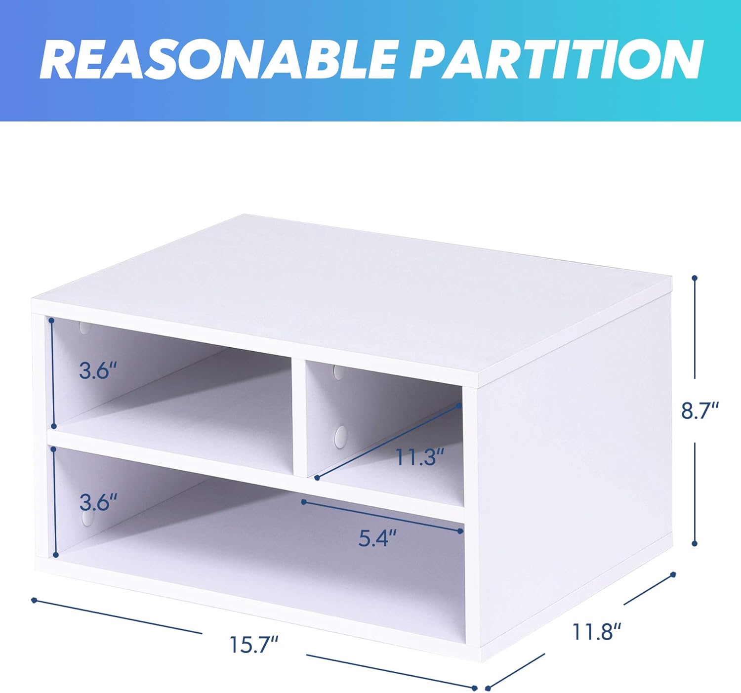 FITUEYES Wood Printer Stands with Storage Desktop Workspace Organizers, White, FDO304005WW: Kitchen & Dining