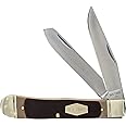 Old Timer 296OT Trapper 7.3in Traditional Folding Pocket Knife with 2 High Carbon Stainless Steel Blades, Ergonomic Sawcut Handle, and Convenient Size for EDC, Hunting, Carving, Camping, and Outdoors