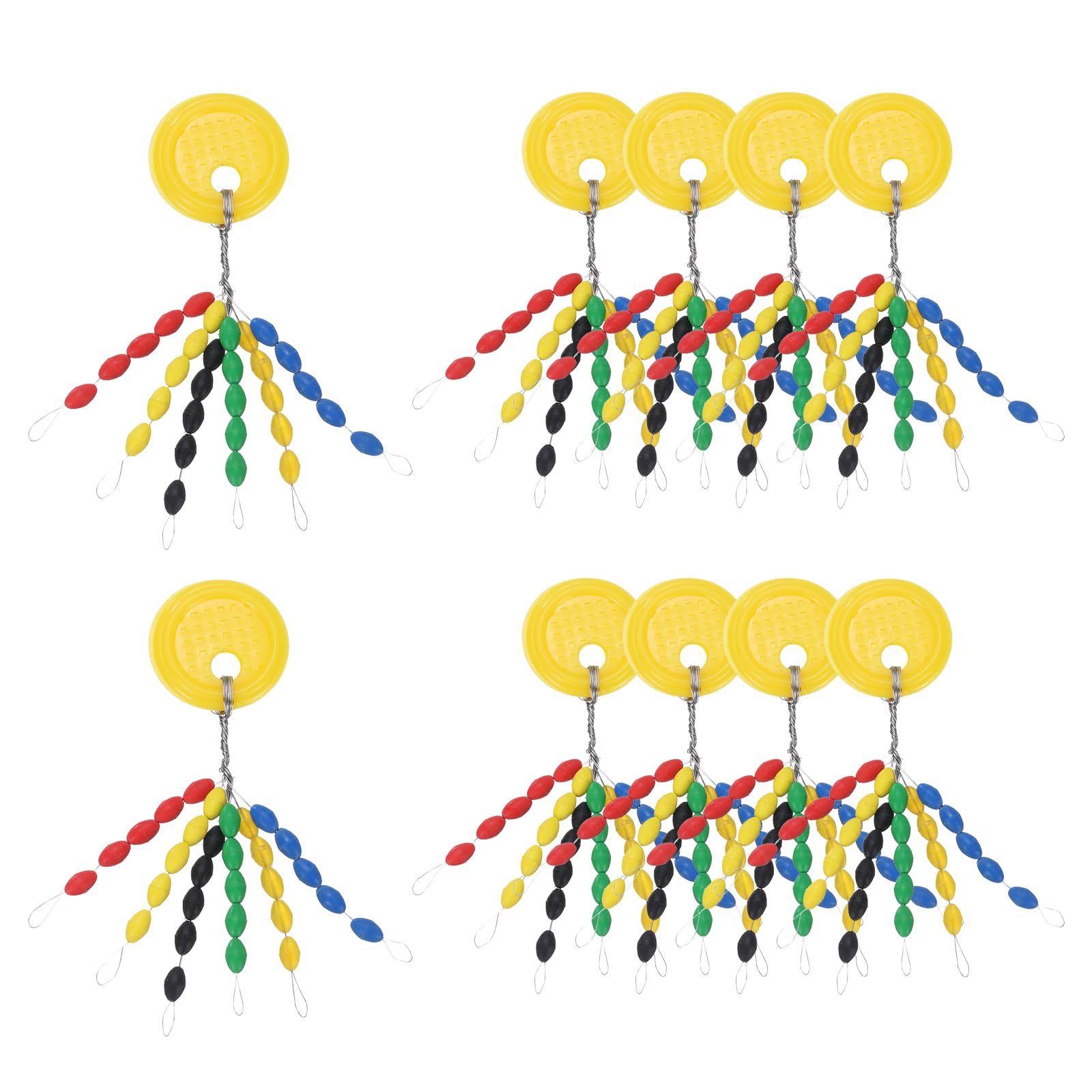 PATIKIL Fishing Rubber Bobber Beads Stoppers, 300 Pieces 6 in 1 Float Sinker Stops Oval Shape M Size for Fishing Line, Multicolor