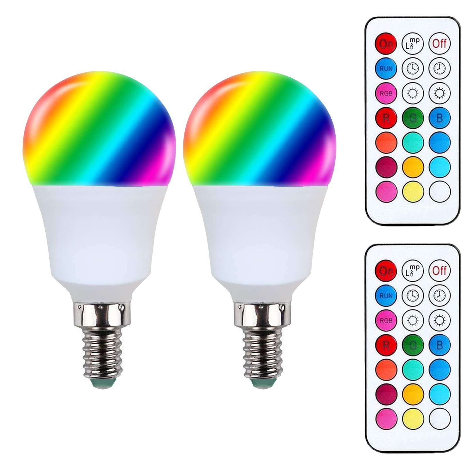 YAKAiYAL E14 RGBW LED Bulb G45 3W Warm White RGB 12-Color Change SES E14 A45 Lamp 2-Mode for Mood Lighting 2-Pack