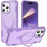 HIGLYCASE Compatible with iPhone 15 Pro max Case with Invisible Magnetic Ring Stand [Compatible with Magnetic] [Military Drop Protection] Shockproof Hard Back Soft Edge Promax Case 6.7 Inch, Purple