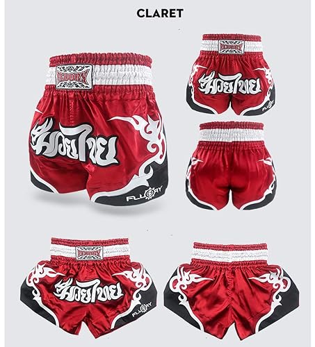 FLUORY Muay Thai Shorts - MMA Training, Kickboxing, Grappling Fight Shorts, 100% Polyester, Pull-On Closure, Machine Washable