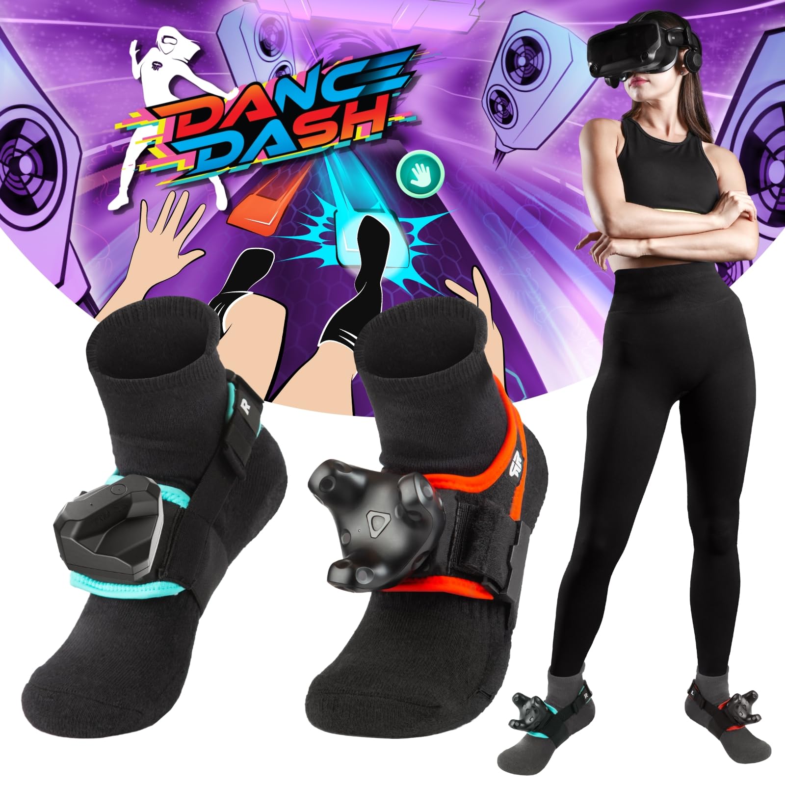 Rebuff Reality Trackstraps Elite - Foot Strap for VR Tracker, Compatible with Vive Ultimate Tracker 3.0 & 2.0, Ideal for VRChat, Dance Dash, Full Body Tracking, and VR Gaming - 2 Feet Straps