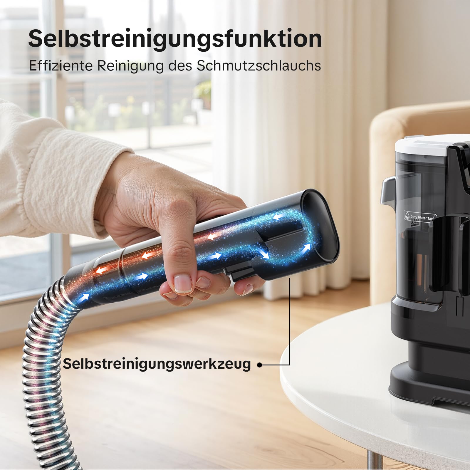 Lubluelu Nasssauger Polsterreiniger Gerät 18 kPa, 1400 W, Teppichreiniger Waschsauger mit 10 Sek. Schnellheizung auf 35–60 °C und Selbstreinigung, tragbarer Teppichreiniger für Teppiche, Auto & Sofas 6