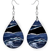 Blue Earrings for Women with Silver Black Dangle Earrings
