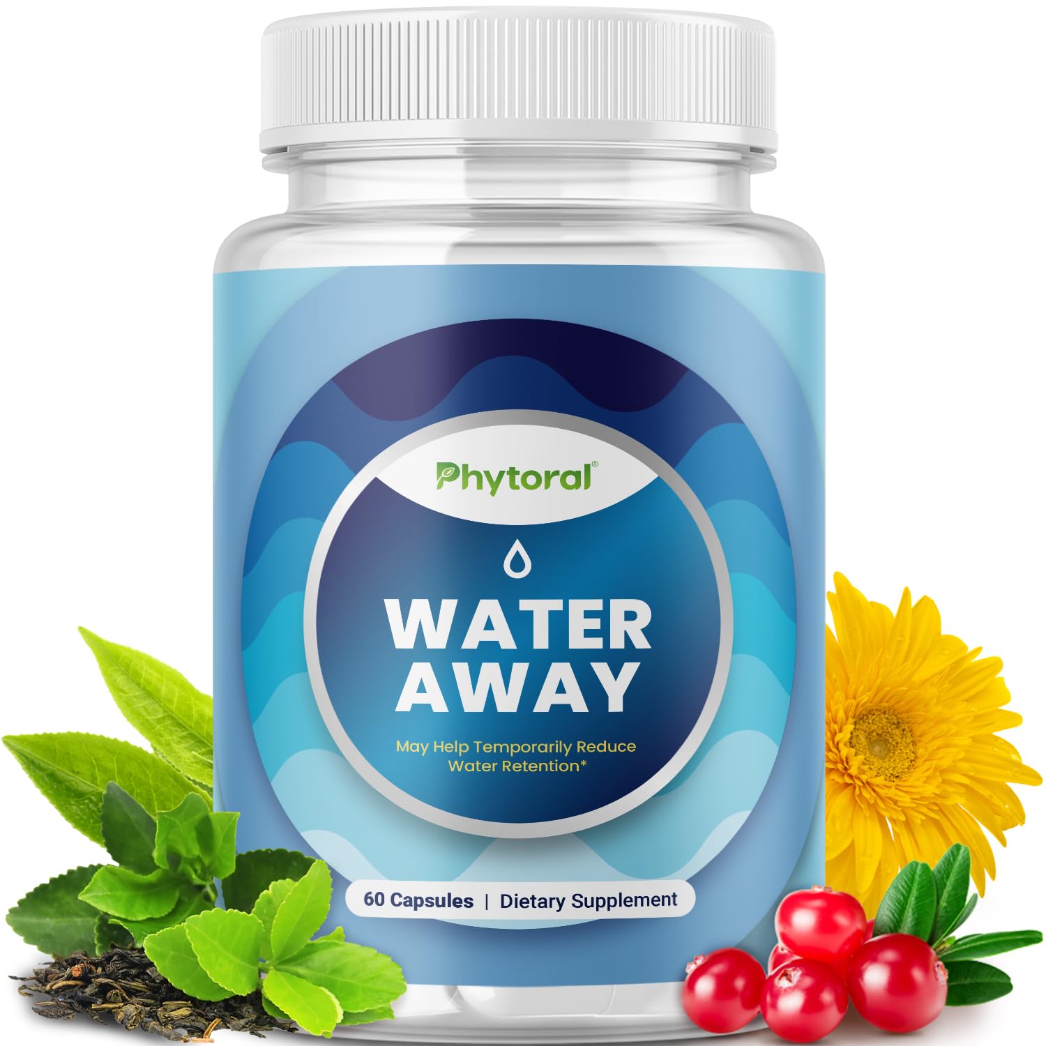 Photo 1 of Water Retention Pills for Women & Men - Herbal Diuretic Supplements - Fluid Retention Supplement with Dandelion Leaf Extract & Green Tea for Bloating Relief - Pills for Leg & Feet Swelling - 60 Count