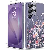 GVIEWIN for Samsung Galaxy S26 Plus Case Floral Clear Slim Non-Yellowing | Shockproof Protective Women Phone Case, Screen Protector & Camera Lens Protector for S26 Plus 6.7