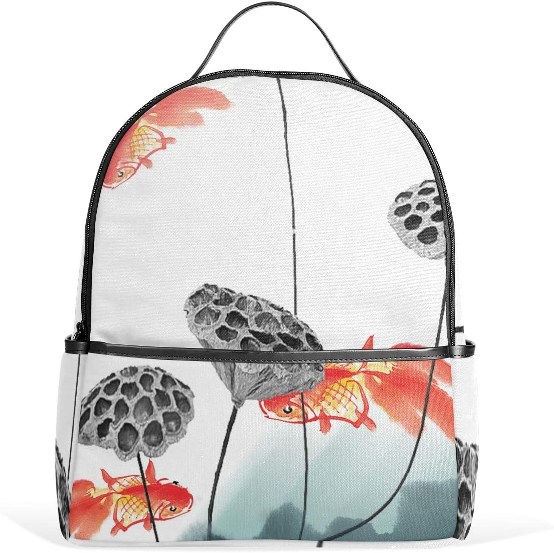 XZY Home Cute Goldfish Lotus Root Chinese Style Ink Painting College Bookbag Notebook Computer Backpack Bags Animal Creative Design Casual Bags for College School Students Boys Girls 5010561