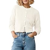 EXCHIC Women's Long Sleeve Cropped Cardigan Sweater Crew Neck Button-Down Shrug Sweaters