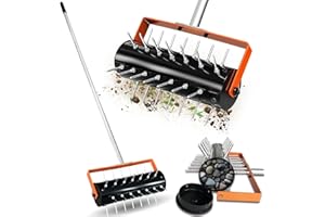 Failenfeivp Rolling Lawn Aerator Tool Heavy Duty Manual Push Aerator Lawn Tool with 42 Spikes Lawn Aerator Spike Tool for Maintaining Garden Yard Soil Health