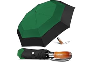 Lejorain Large Compact Golf Umbrella - 54inch Oversized Auto Open Close Folding Golf Umbrella Travel 210T Dupont Teflon Coated Vented Windproof Double Canopy for Women Men