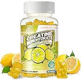 Creatine Monohydrate Gummies Complex for Men & Women -Advanced Formula W/L-Taurine + Vitamin B12, Sugar Free Chewable Supplement,90 Lemon Gummies