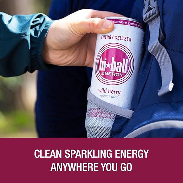 HIBALL CLEAN ENERGY DRINK – WILD BERRY – ZERO SUGAR, ZERO CALORIE SPARKLING WATER WITH 160MG ORGANIC CAFFEINE, 50MG ORGANIC GINSENG, 50MG ORGANIC GUARANA AND B VITAMINS – 16 FL OZ (8-PACK)