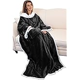 Catalonia Sherpa Wearable Blanket with Sleeves Arms, Comfy Sleeved TV Wrap Blanket, Large Snuggly Throw for Women and Men, Gift for Her