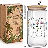 God Says You Are Glass Cup 16oz Christian Bible Verse Floral Christmas Gifts for Catholic Women, Inspirational Religious Gifts, Catholic Encouragement Birthday Gift for Sister Mom Friends Coworker