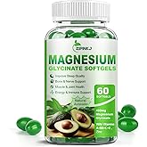 ZIPINKJ Magnesium Glycinate 400mg, High Absorption Magnesium Supplements Softgels with Vitamin E, B6, Zinc for Sleep, Calm, Muscle Relaxation & Bone Health, Gluten-Free, Non-GMO, 60 softgels